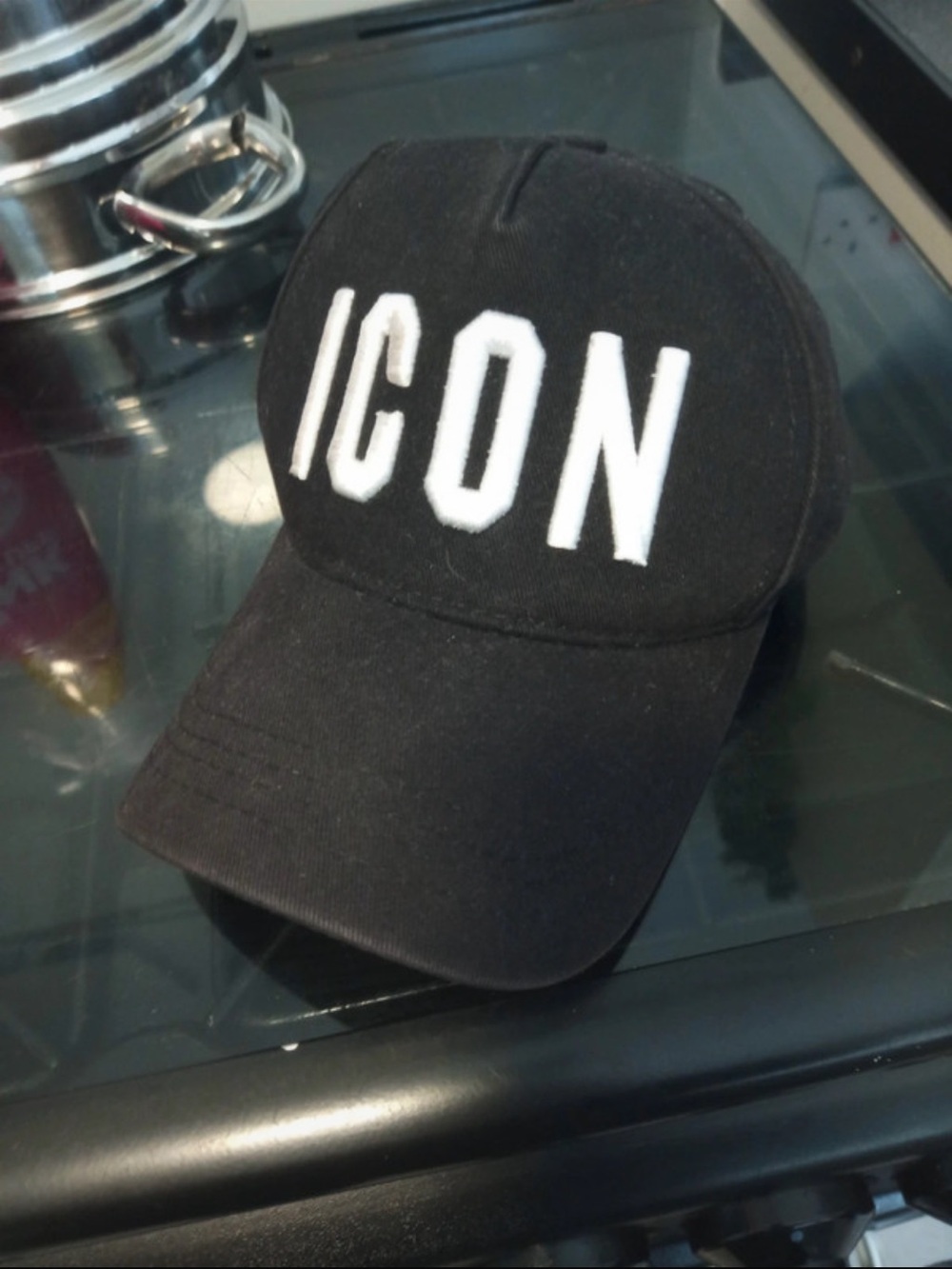 DSQUARED2 Black Cap with White ICON Embroidery